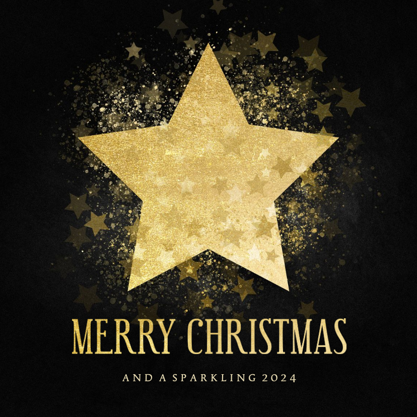 Stijlvolle zakelijke kerstkaart gouden ster Merry Christmas - Zakelijke kerstkaarten Zakelijke kerstkaarten - Stijlvolle zakelijke kerstkaart gouden ster Merry Christmas