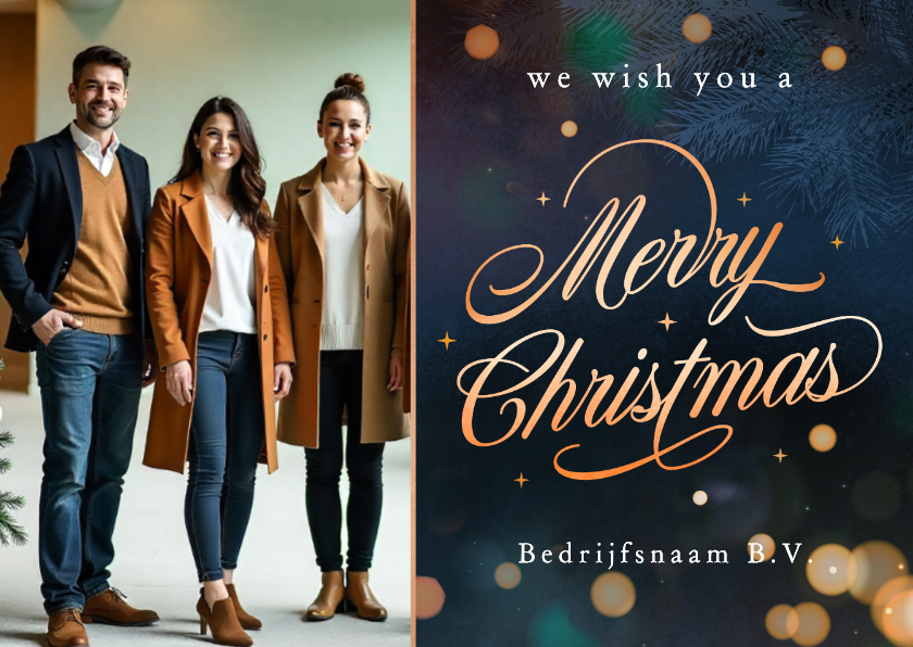 Stijlvolle zakelijke kerstkaart Merry Christmas met foto - Zakelijke kerstkaarten Zakelijke kerstkaarten - Stijlvolle zakelijke kerstkaart Merry Christmas met foto
