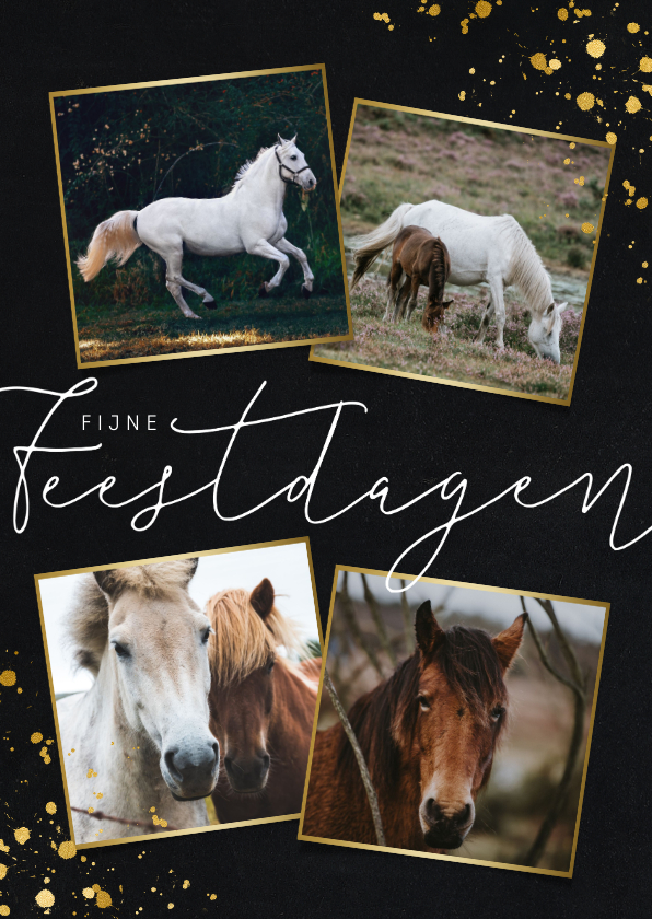 Stijlvolle zakelijke kerstkaart met fotocollage en goudlook - Zakelijke kerstkaarten Zakelijke kerstkaarten - Stijlvolle zakelijke kerstkaart met fotocollage en goudlook