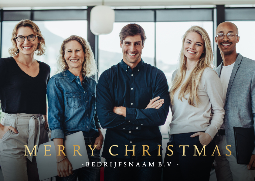 Stijlvolle zakelijke kerstkaart met grote eigen foto - Zakelijke kerstkaarten Zakelijke kerstkaarten - Stijlvolle zakelijke kerstkaart met grote eigen foto