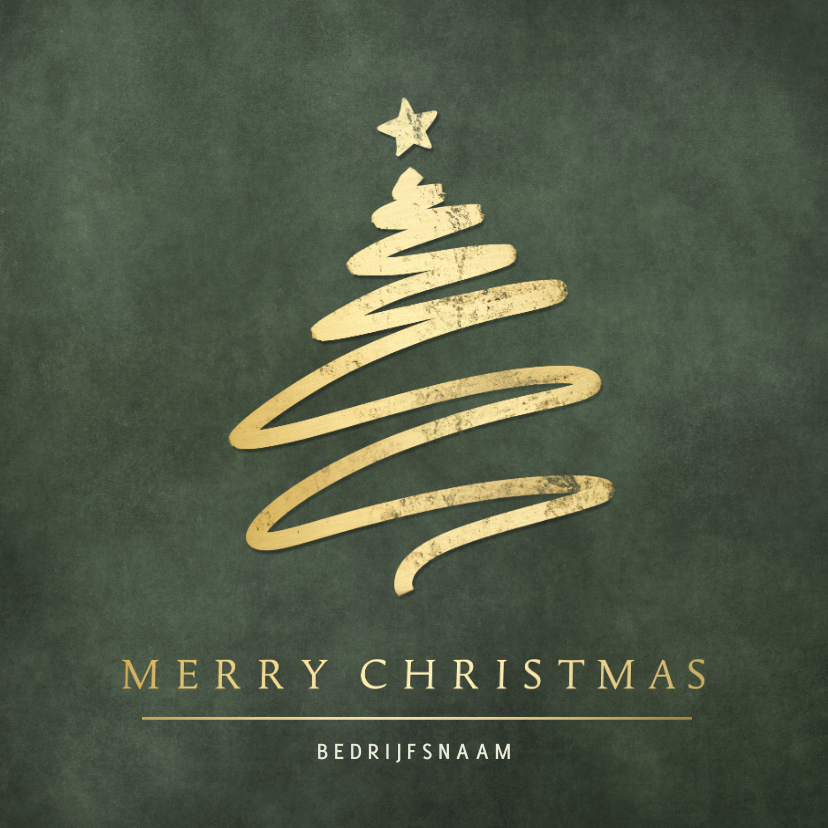 Stijlvolle zakelijke kerstkaart met kerstboom lijntekening - Zakelijke kerstkaarten Zakelijke kerstkaarten - Stijlvolle zakelijke kerstkaart met kerstboom lijntekening