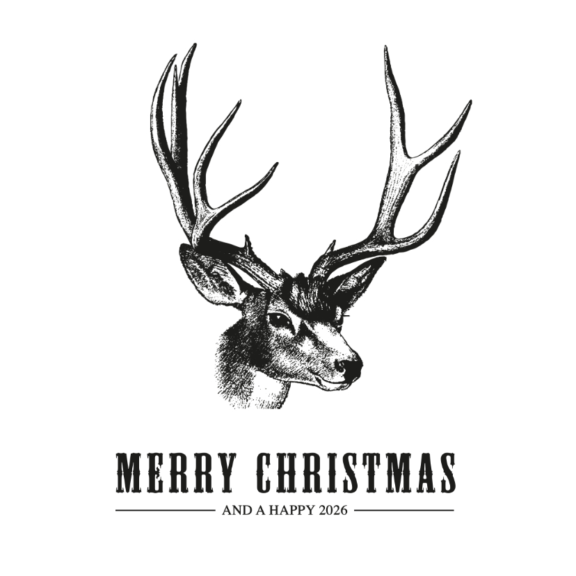 Stoere zakelijke kerstkaart met een illustratie van rendier - Zakelijke kerstkaarten Zakelijke kerstkaarten - Stoere zakelijke kerstkaart met een illustratie van rendier