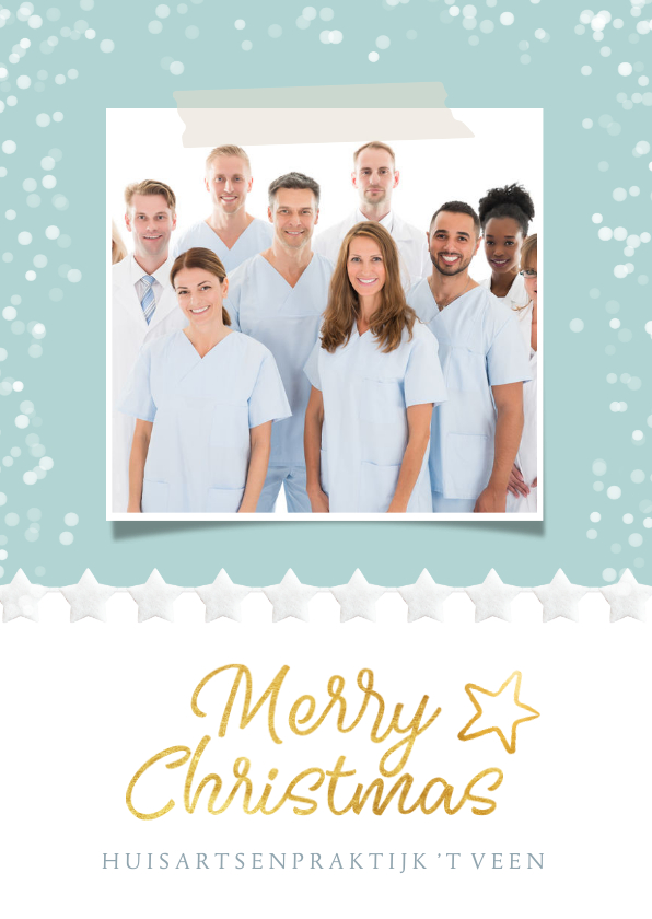 Strakke frisse zakelijke kerstkaart zorg met eigen foto - Zakelijke kerstkaarten Zakelijke kerstkaarten - Strakke frisse zakelijke kerstkaart zorg met eigen foto