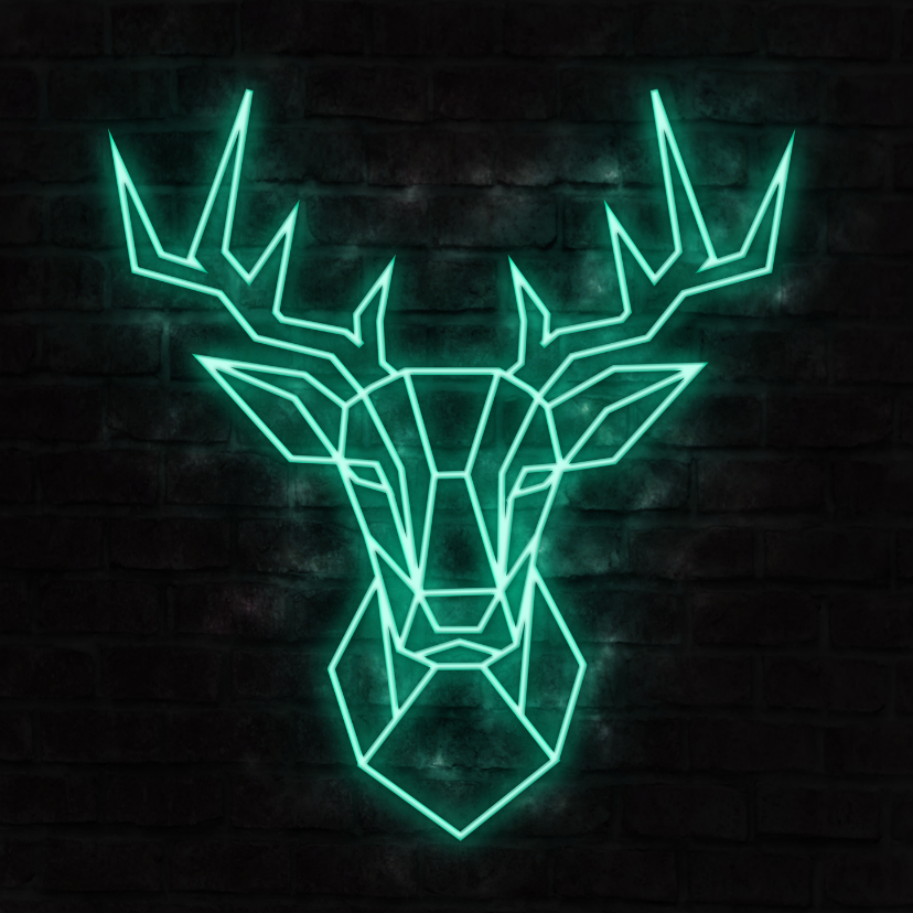 Trendy kerstkaart met hert in neon - Zakelijke kerstkaarten Zakelijke kerstkaarten - Trendy kerstkaart met hert in neon