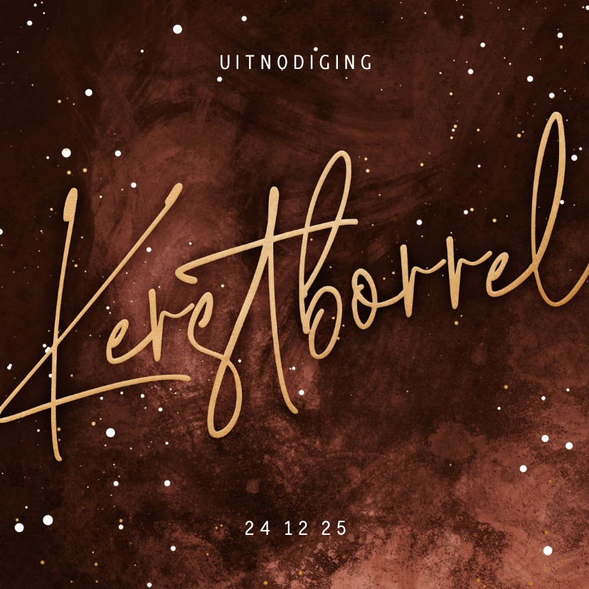 Uitnodiging kerstborrel stijlvol roestkleur - Zakelijke kerstkaarten Zakelijke kerstkaarten - Uitnodiging kerstborrel stijlvol roestkleur