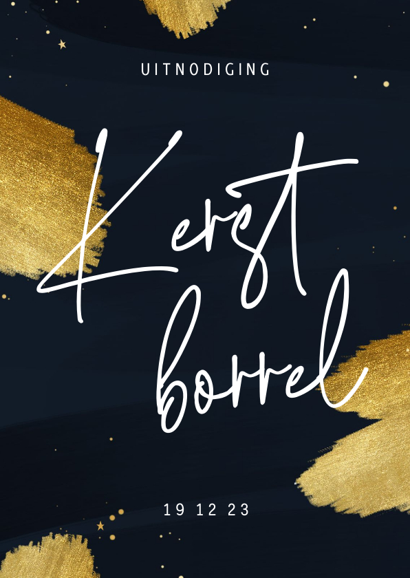 Uitnodiging kerstborrel verfstepen goud - Zakelijke kerstkaarten Zakelijke kerstkaarten - Uitnodiging kerstborrel verfstepen goud