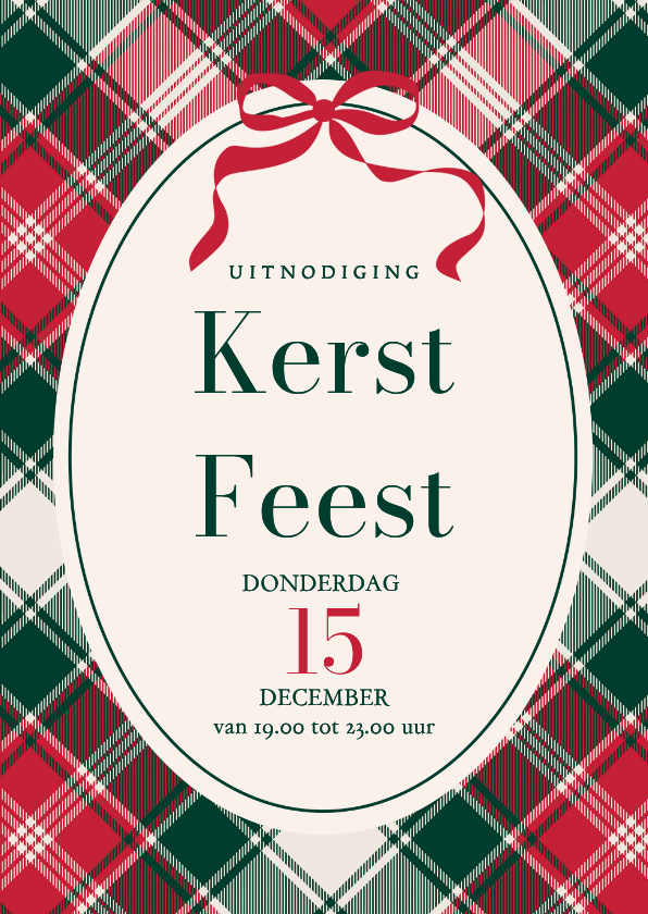 Uitnodiging kerstfeest ruit en strik - Zakelijke kerstkaarten Zakelijke kerstkaarten - Uitnodiging kerstfeest ruit en strik