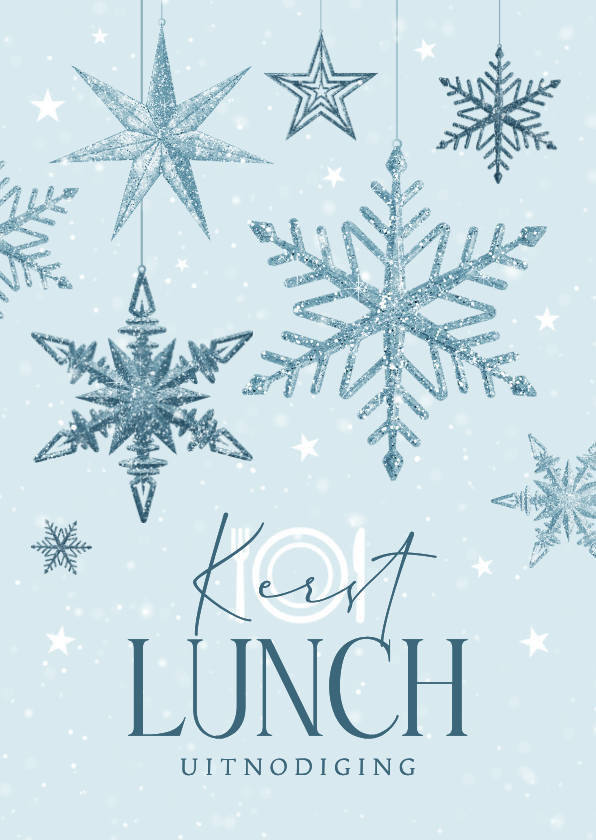 Uitnodiging kerstlunch sneeuwsterren blauw winter zakelijk - Zakelijke kerstkaarten Zakelijke kerstkaarten - Uitnodiging kerstlunch sneeuwsterren blauw winter zakelijk