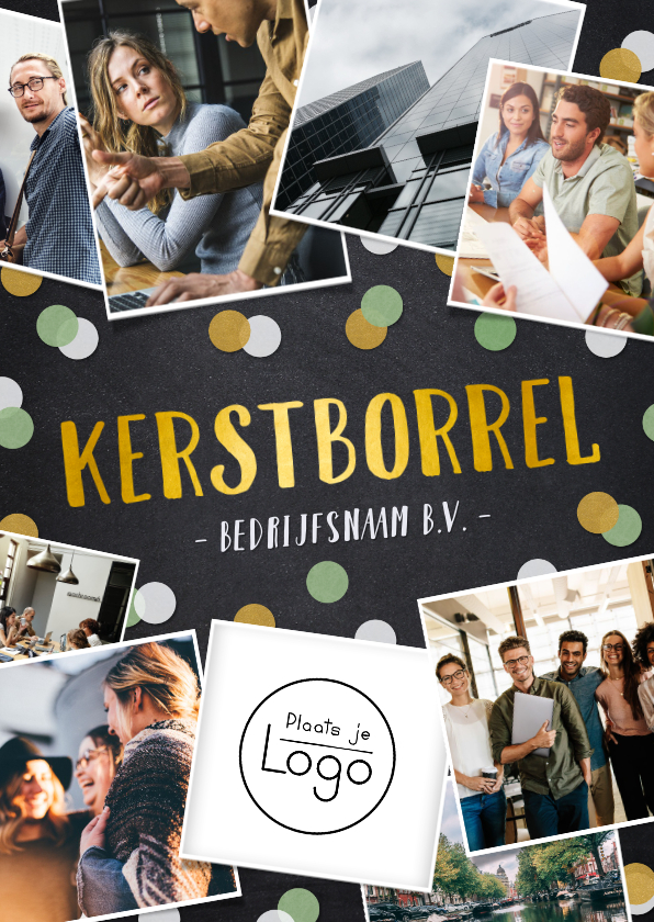 Zakelijke kerstkaarten - Uitnodiging zakelijk kerstborrel fotocollage 