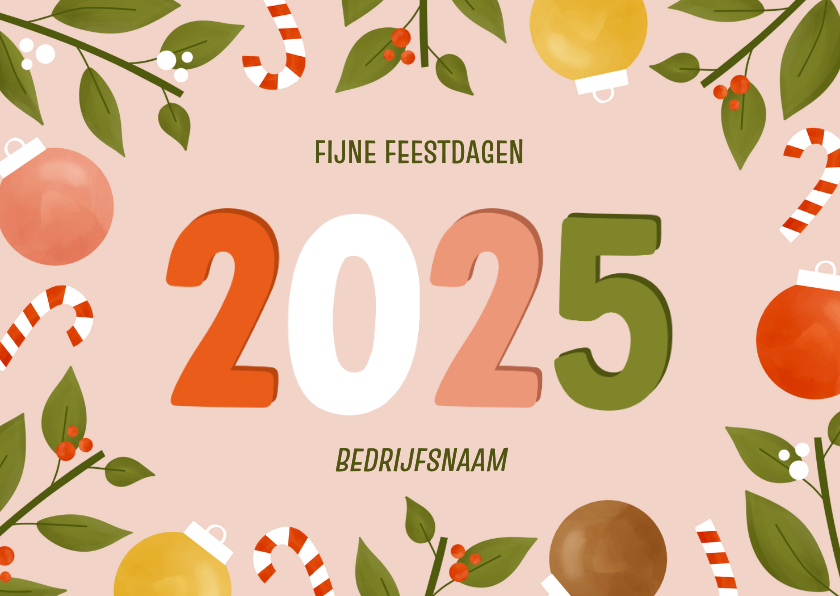 Vrolijke zakelijke kerstkaart met kader en 2025 Kaartje2go