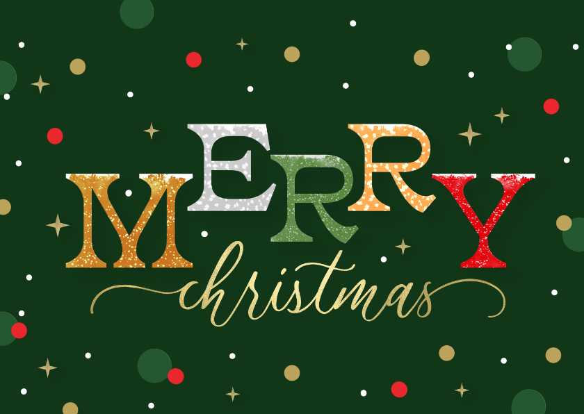 Vrolijke zakelijke kerstkaart typografie Merry Christmas - Zakelijke kerstkaarten Zakelijke kerstkaarten - Vrolijke zakelijke kerstkaart typografie Merry Christmas