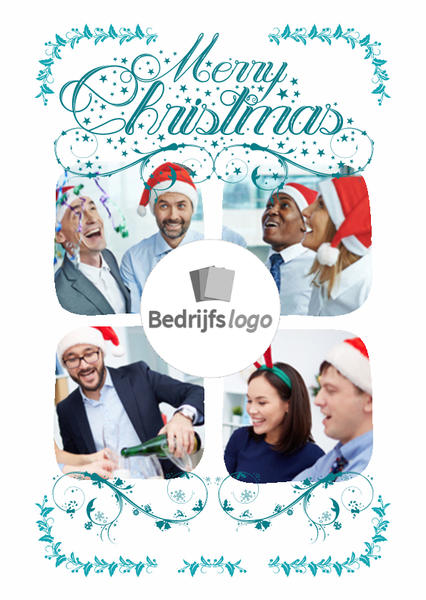 Witte collagekaart 4 foto's - BK - Zakelijke kerstkaarten Zakelijke kerstkaarten - Witte collagekaart 4 foto's - BK