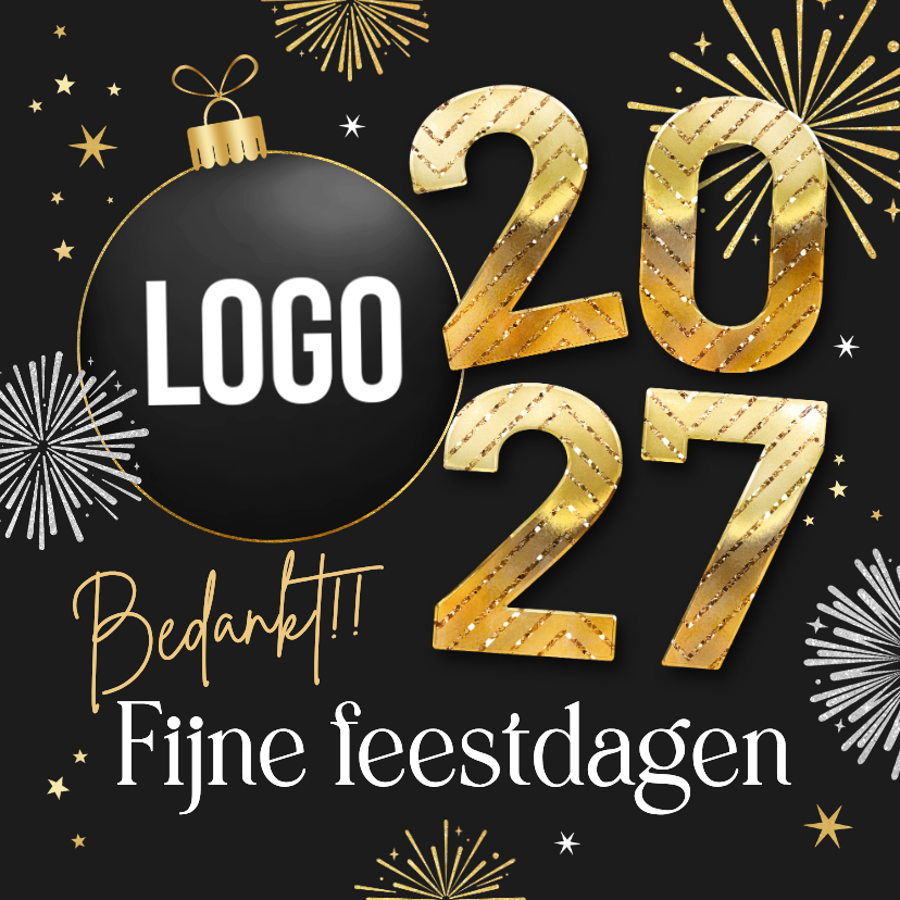 Zakelijk kerst nieuwjaar 2027 vuurwerk bedankt kerstbal - Zakelijke kerstkaarten Zakelijke kerstkaarten - Zakelijk kerst nieuwjaar 2027 vuurwerk bedankt kerstbal