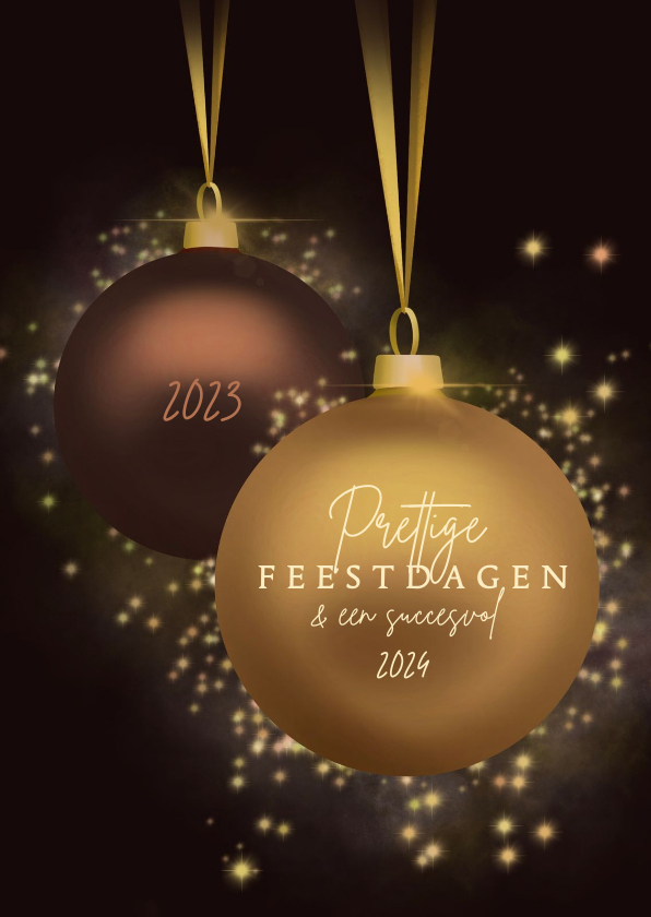 Zakelijk kerstkaart elegante kerstballen - Zakelijke kerstkaarten Zakelijke kerstkaarten - Zakelijk kerstkaart elegante kerstballen