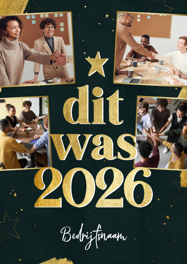 Zakelijke kerstkaarten - Zakelijk kerstkaartje fotocollage terugblik dit was 2026
