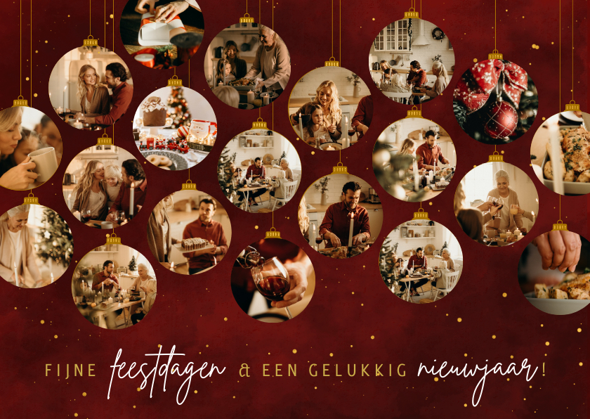 Zakelijke kerstkaarten - Zakelijk kerstkaartje met 20 kerstballen met foto's