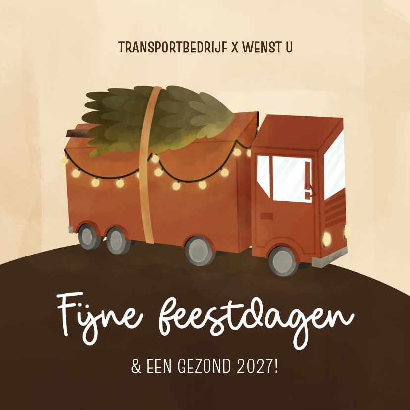 Zakelijk kerstkaartje met vrachtwagen fijne feestdagen - Zakelijke kerstkaarten Zakelijke kerstkaarten - Zakelijk kerstkaartje met vrachtwagen fijne feestdagen