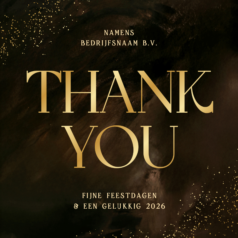Zakelijk kerstkaartje thank you goud bruin waterverf - Zakelijke kerstkaarten Zakelijke kerstkaarten - Zakelijk kerstkaartje thank you goud bruin waterverf