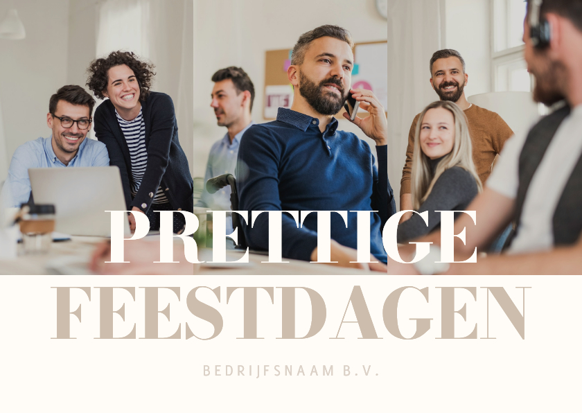 Zakelijke kerstkaarten - Zakelijke fotocollage kerstkaart met aanpasbare tekst
