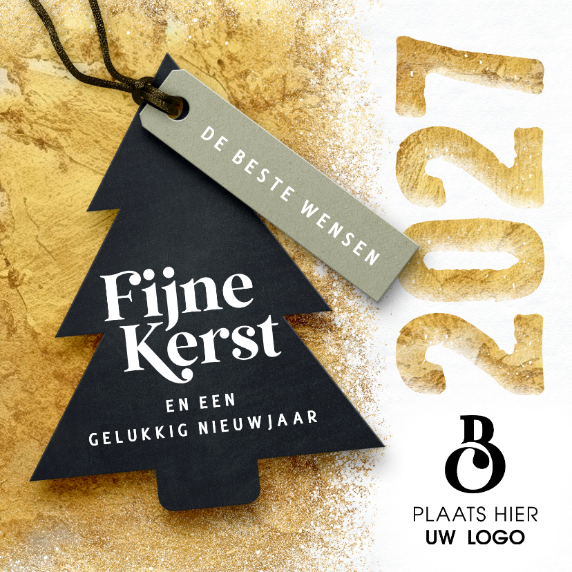 Zakelijke gouden kerstkaart 2027 sneeuw - Zakelijke kerstkaarten Zakelijke kerstkaarten - Zakelijke gouden kerstkaart 2027 sneeuw