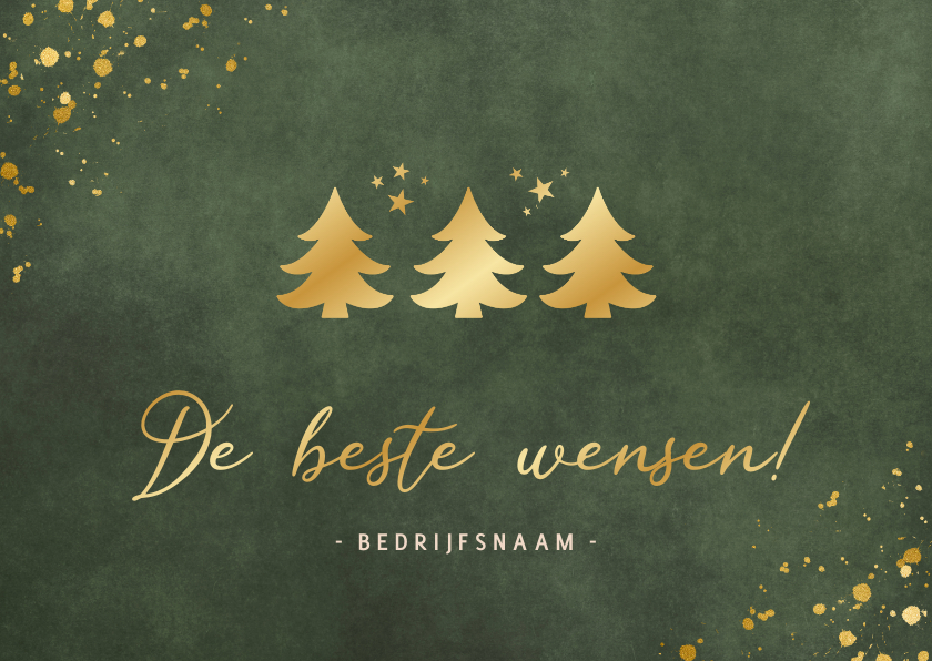 Zakelijke groene kerstkaart met kerstboompjes - Zakelijke kerstkaarten Zakelijke kerstkaarten - Zakelijke groene kerstkaart met kerstboompjes