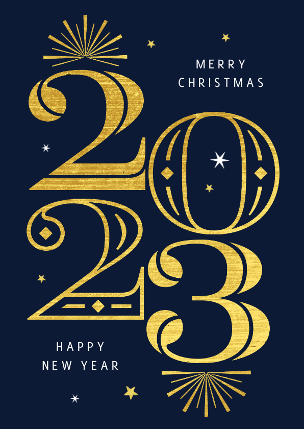 Zakelijke kerstkaarten - Zakelijke kerst en nieuwjaarskaart 2023 goud sterren