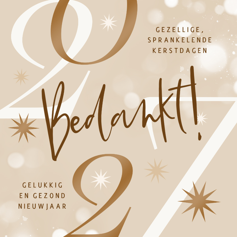Zakelijke kerstkaarten - Zakelijke kerst en nieuwjaarskaart 2027 bedankt sterren