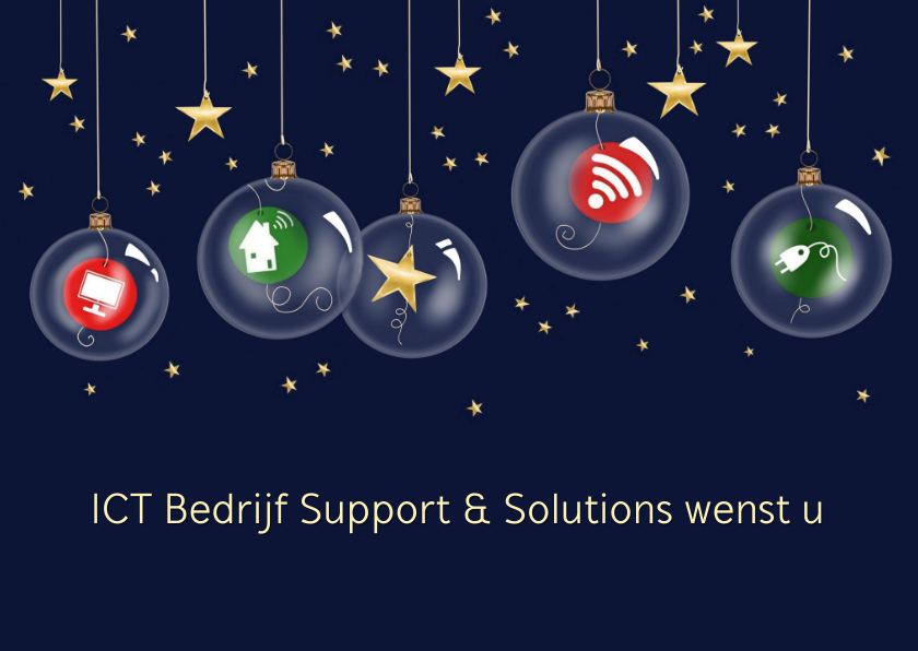 Zakelijke kerstkaarten - Zakelijke kerst - Kerstballen met ICT pictogrammen