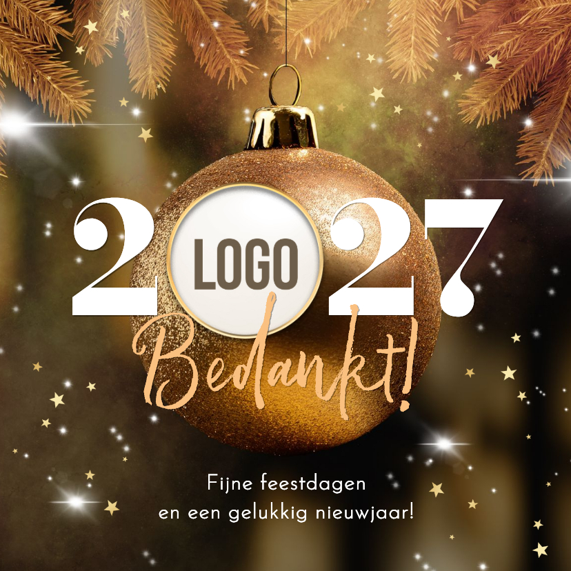 Zakelijke kerst nieuwjaarskaart kerstbal dennentakken logo - Zakelijke kerstkaarten Zakelijke kerstkaarten - Zakelijke kerst nieuwjaarskaart kerstbal dennentakken logo