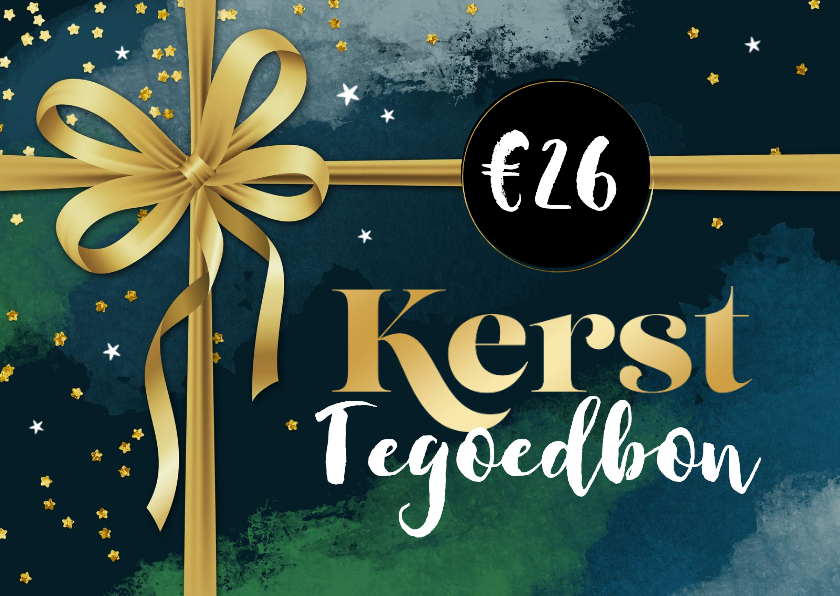 Zakelijke kerst tegoedbon strik goud verf blauw confetti - Zakelijke kerstkaarten Zakelijke kerstkaarten - Zakelijke kerst tegoedbon strik goud verf blauw confetti