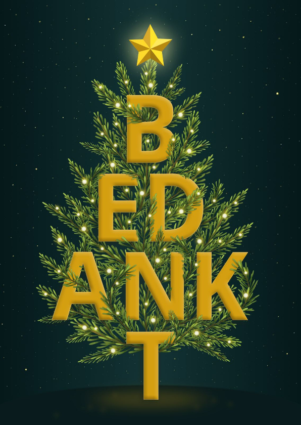 Zakelijke kerstkaarten - Zakelijke kerstboom bedankt letters