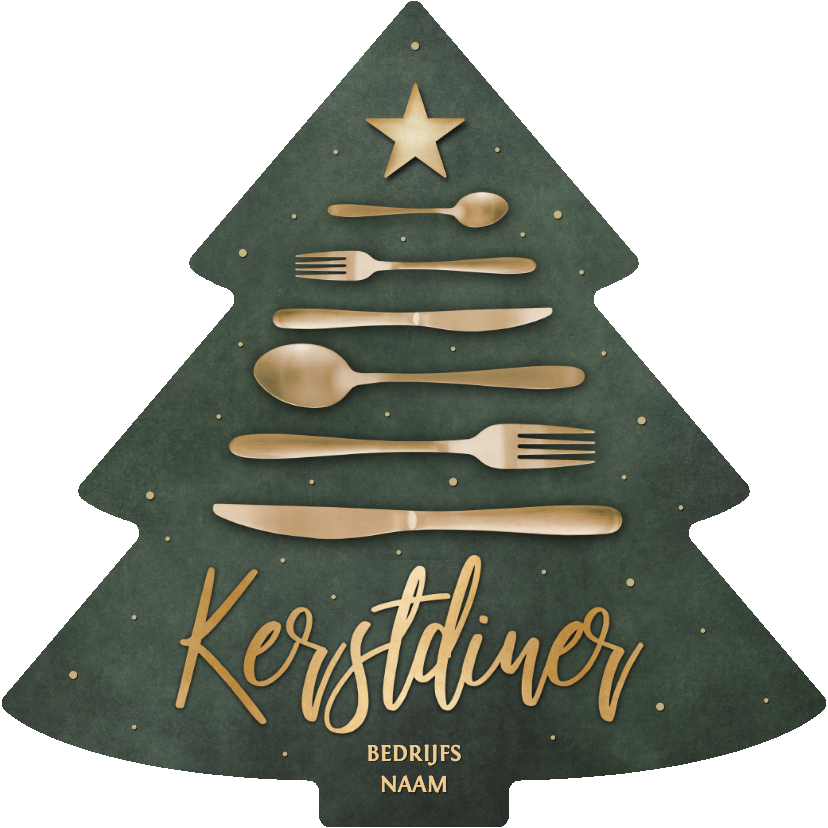 Zakelijke kerstdiner menukaart met bestek kerstboom - Zakelijke kerstkaarten Zakelijke kerstkaarten - Zakelijke kerstdiner menukaart met bestek kerstboom