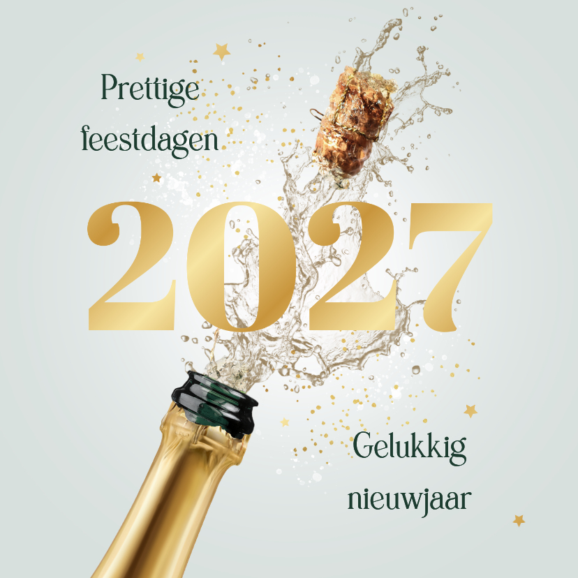 Zakelijke kerstgroet 2027 kerstkaart met champagne - Zakelijke kerstkaarten Zakelijke kerstkaarten - Zakelijke kerstgroet 2027 kerstkaart met champagne