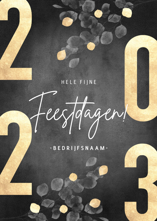 Zakelijke kerstkaart 2023, eucalyptus, zwarte waterverf - Zakelijke kerstkaarten Zakelijke kerstkaarten - Zakelijke kerstkaart 2023, eucalyptus, zwarte waterverf