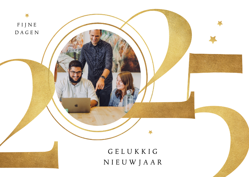 Zakelijke kerstkaart 2025 goud sterren stijlvol Kaartje2go