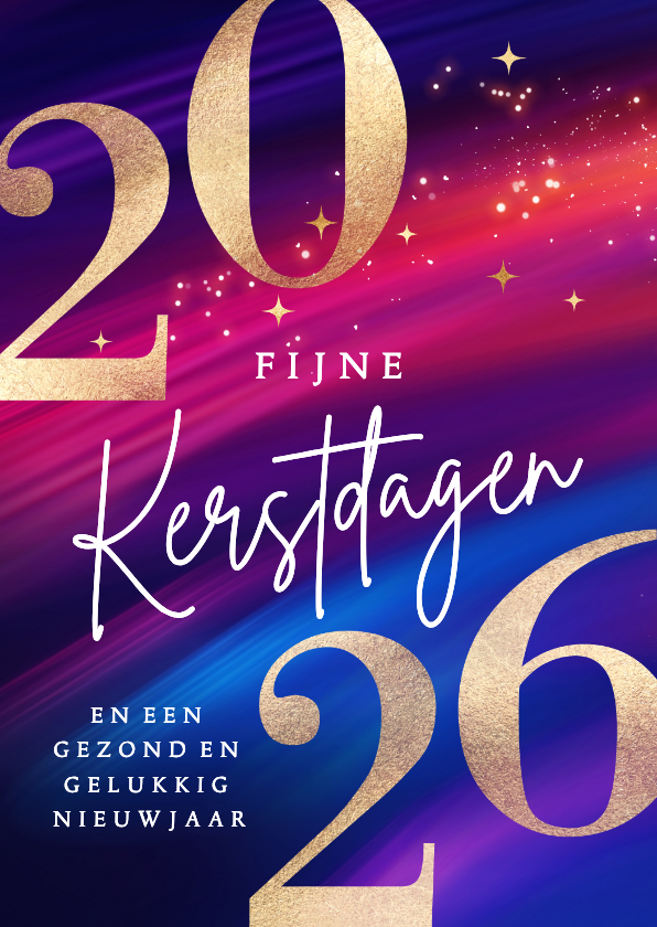Zakelijke kerstkaarten - Zakelijke kerstkaart 2026 met modern goud rood blauw