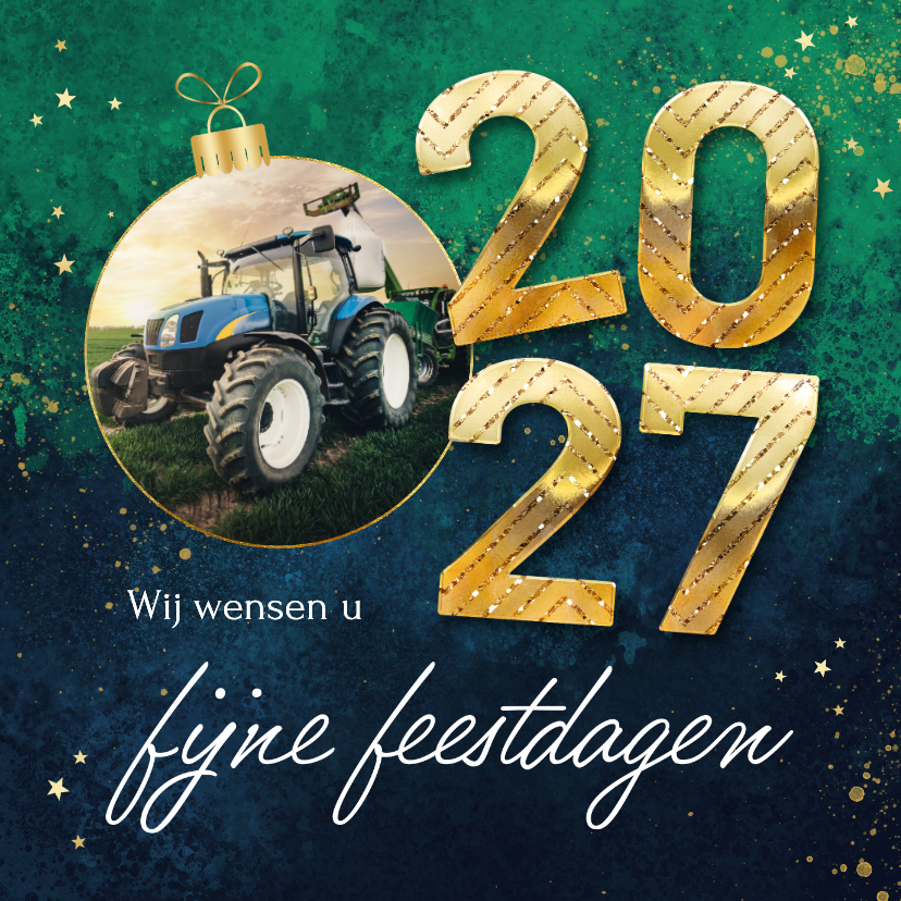 Zakelijke kerstkaarten - Zakelijke kerstkaart 2027 abstract modern verf kerstbal goud