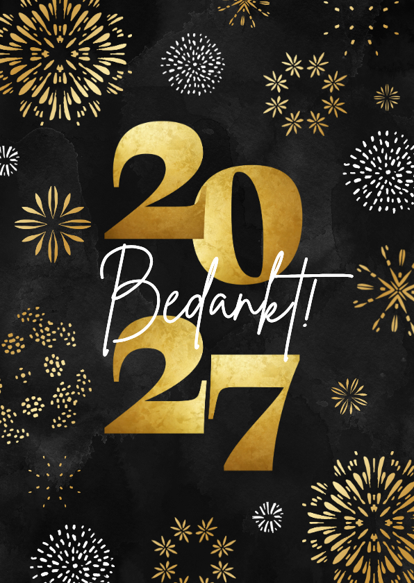 Zakelijke kerstkaart 2027 bedankt vuurwerk goud hip - Zakelijke kerstkaarten Zakelijke kerstkaarten - Zakelijke kerstkaart 2027 bedankt vuurwerk goud hip