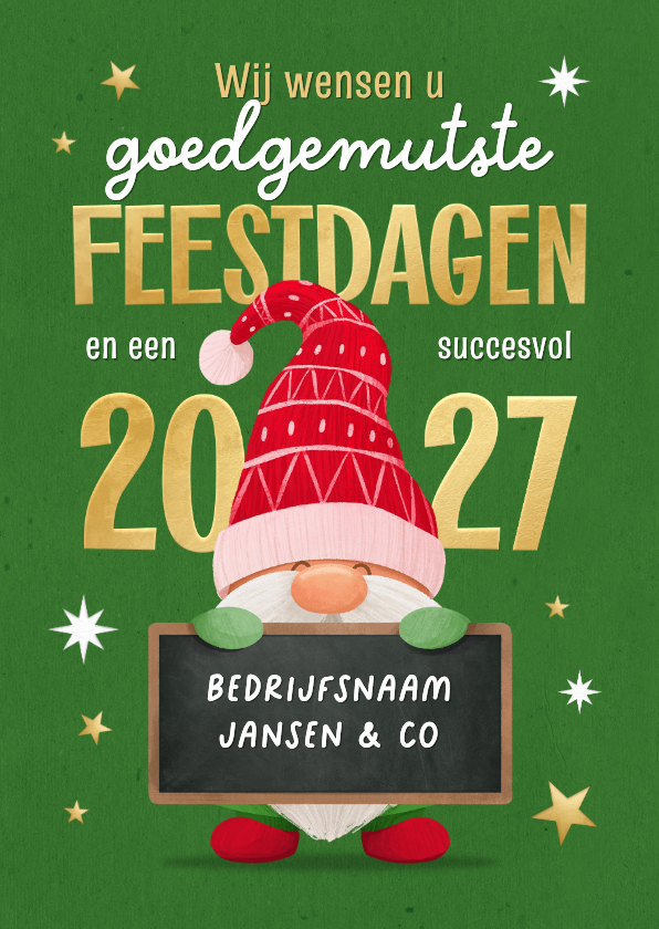 Zakelijke kerstkaart 2027 goedgemutst gnome feestdagen - Zakelijke kerstkaarten Zakelijke kerstkaarten - Zakelijke kerstkaart 2027 goedgemutst gnome feestdagen