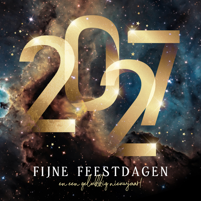 Zakelijke kerstkaart 2027 goud galaxy sterren goud - Zakelijke kerstkaarten Zakelijke kerstkaarten - Zakelijke kerstkaart 2027 goud galaxy sterren goud