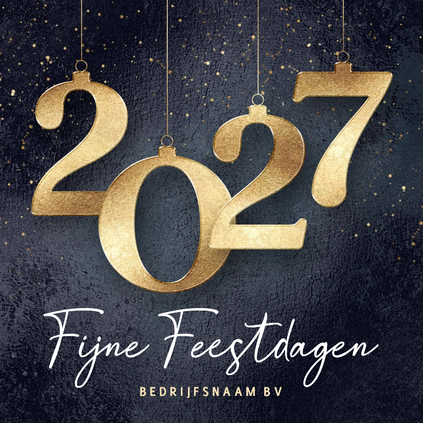 Zakelijke kerstkaart 2027 goud met zwart - Zakelijke kerstkaarten Zakelijke kerstkaarten - Zakelijke kerstkaart 2027 goud met zwart