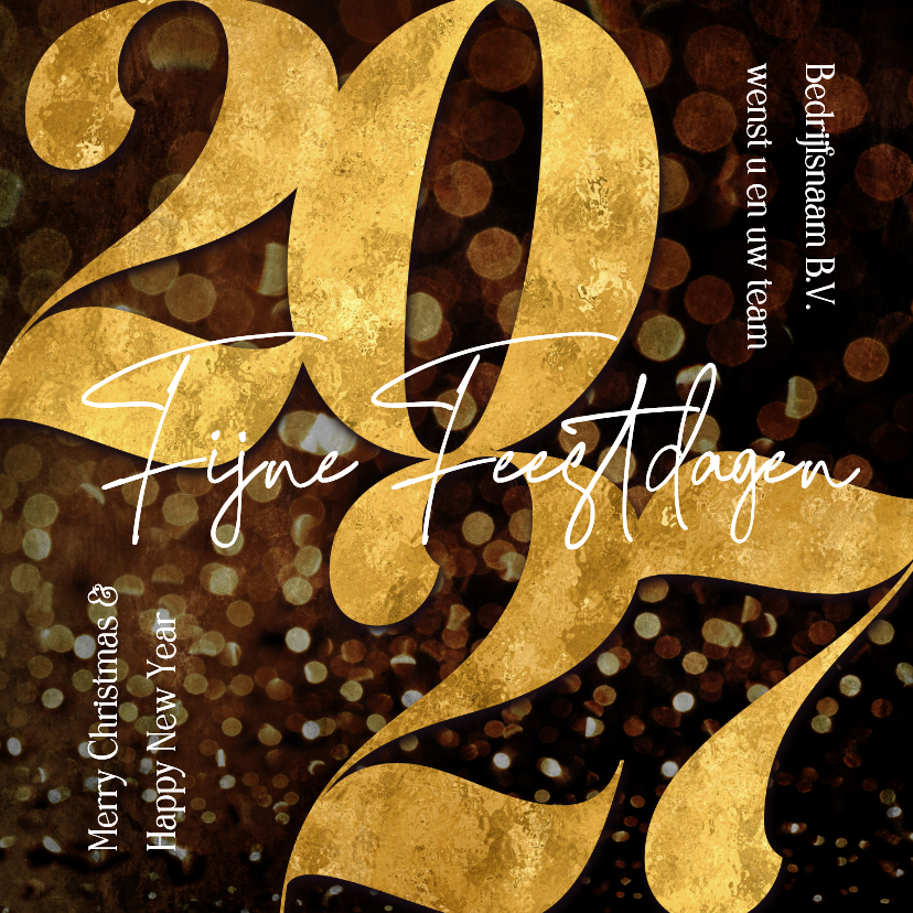 Zakelijke kerstkaart 2027 goud sparkle fijne feestdagen - Zakelijke kerstkaarten Zakelijke kerstkaarten - Zakelijke kerstkaart 2027 goud sparkle fijne feestdagen