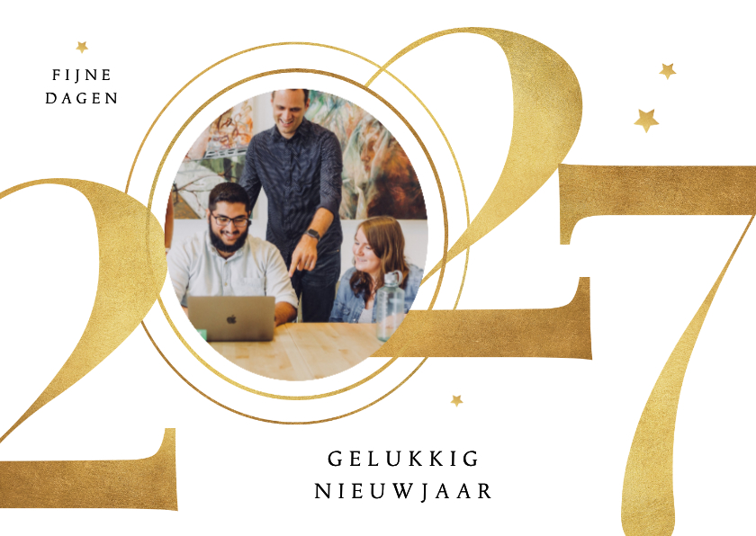 Zakelijke kerstkaart 2027 goud sterren stijlvol grafisch - Zakelijke kerstkaarten Zakelijke kerstkaarten - Zakelijke kerstkaart 2027 goud sterren stijlvol grafisch