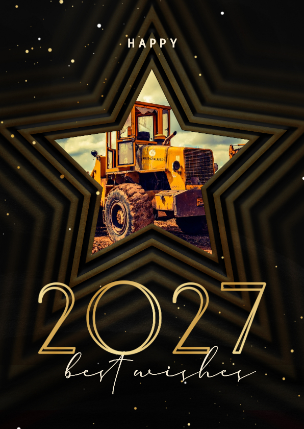 Zakelijke kerstkaarten - Zakelijke kerstkaart 2027 met foto en ster op achtergrond