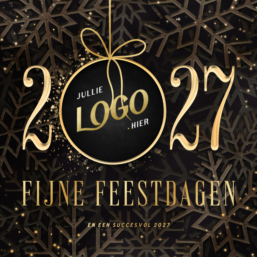 Zakelijke kerstkaarten - Zakelijke kerstkaart 2027 met foto kerstbal en sneeuw