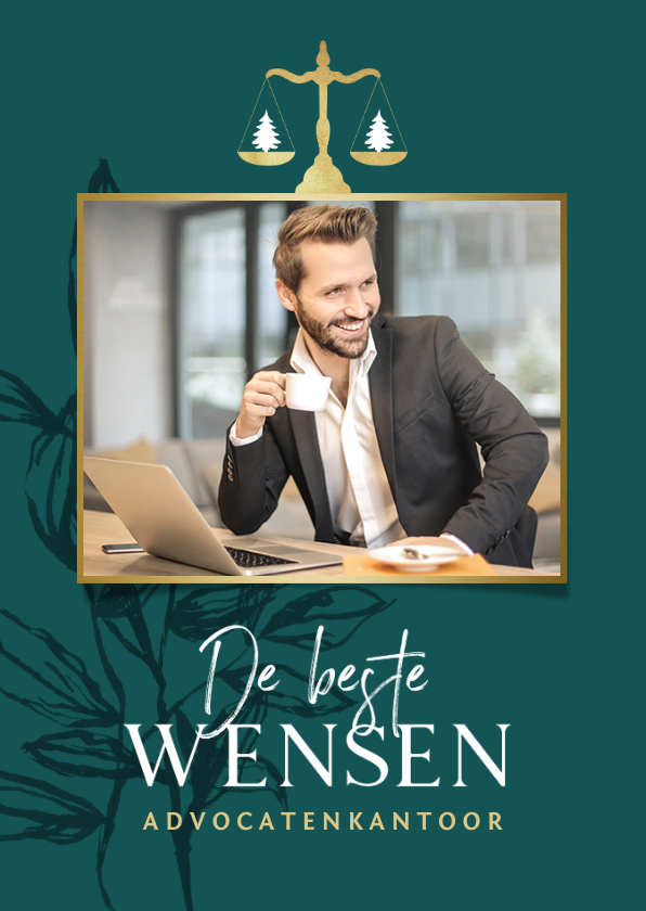 Zakelijke kerstkaart advocatuur stijlvol goud weegschaal - Zakelijke kerstkaarten Zakelijke kerstkaarten - Zakelijke kerstkaart advocatuur stijlvol goud weegschaal