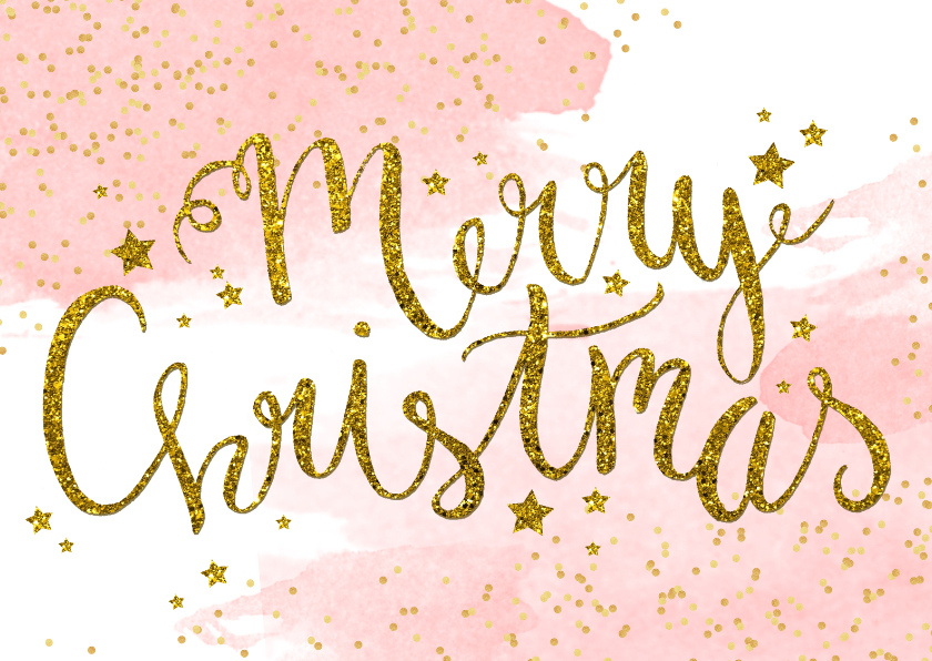 Zakelijke kerstkaart aquarel glitter tekst - Zakelijke kerstkaarten Zakelijke kerstkaarten - Zakelijke kerstkaart aquarel glitter tekst
