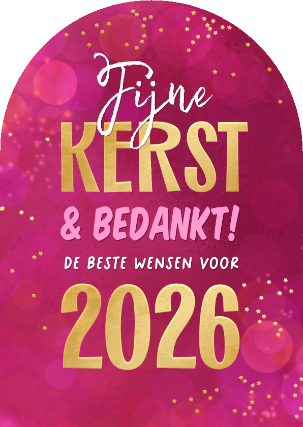 Zakelijke kerstkaart bedankt 2026 goud roze kerst boogvorm - Zakelijke kerstkaarten Zakelijke kerstkaarten - Zakelijke kerstkaart bedankt 2026 goud roze kerst boogvorm