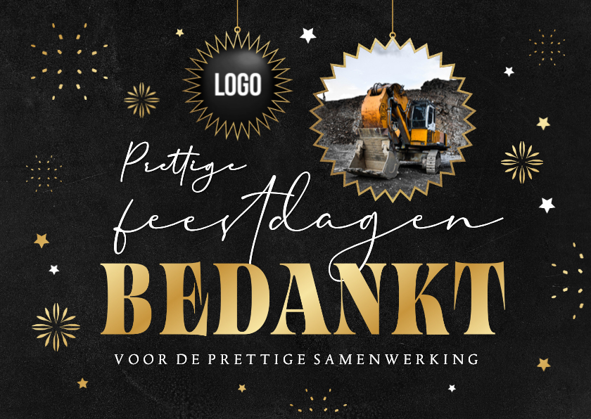 Zakelijke kerstkaart bedankt fijne feestdagen foto logo ster - Zakelijke kerstkaarten Zakelijke kerstkaarten - Zakelijke kerstkaart bedankt fijne feestdagen foto logo ster