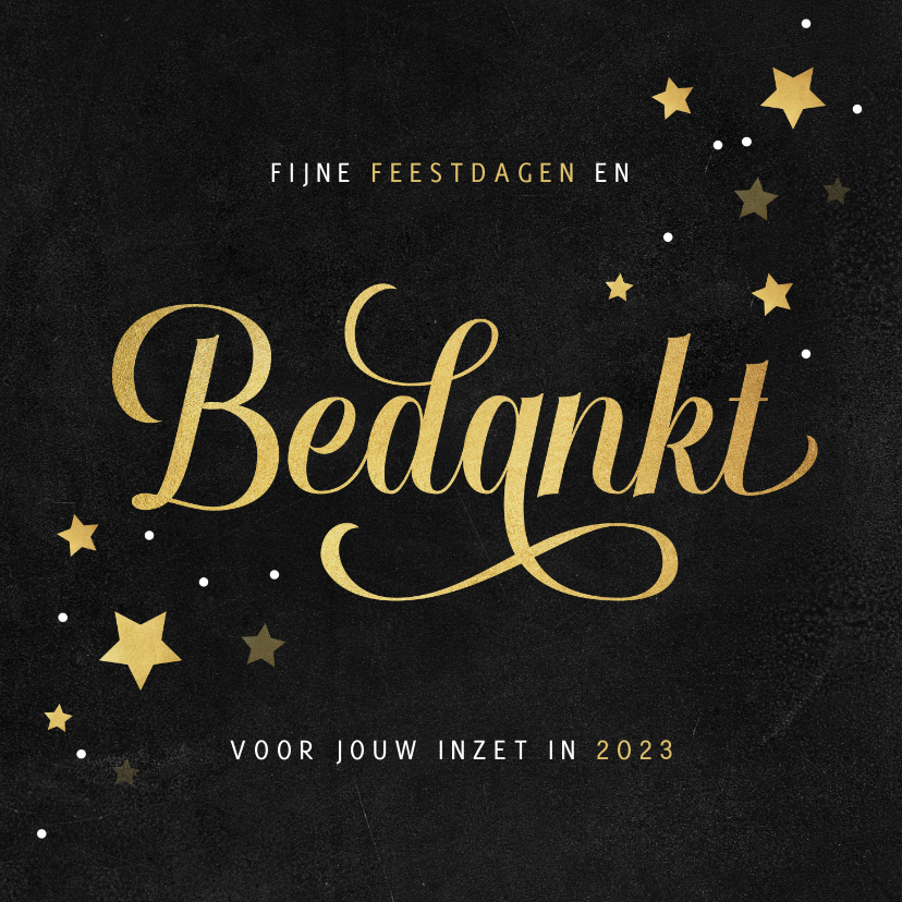 Zakelijke kerstkaart bedankt goud krijt sterren medewerker - Zakelijke kerstkaarten Zakelijke kerstkaarten - Zakelijke kerstkaart bedankt goud krijt sterren medewerker